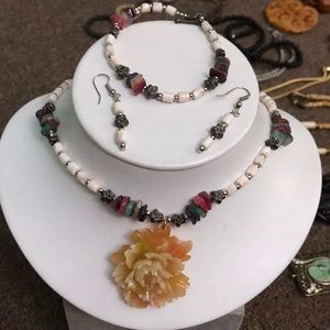 Necklace, earrings and bracelet set